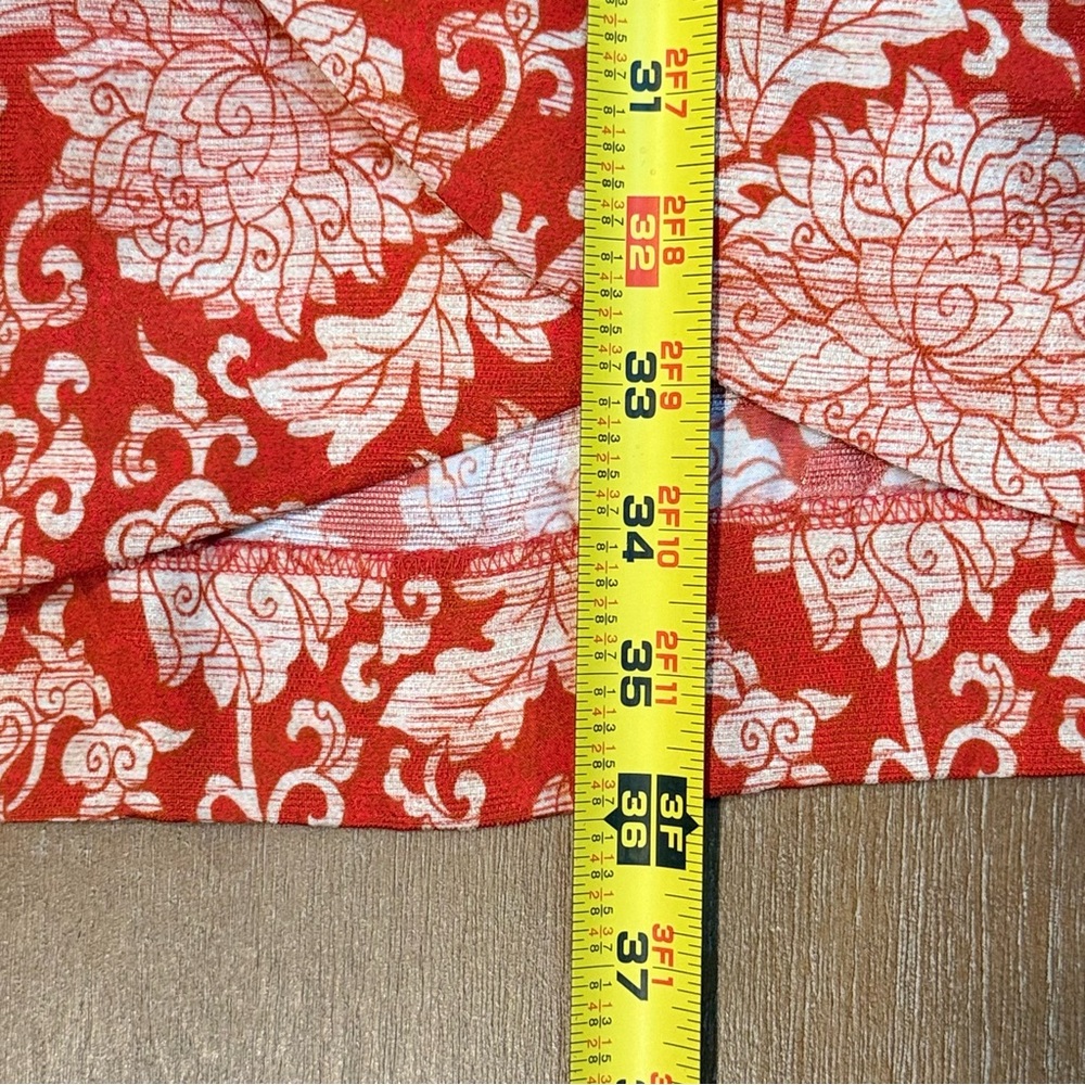 Anthropologie Skylar Surplice‎ Mini Dress Orange-Red Cream Flowers Size 8 - Picture 12 of 12